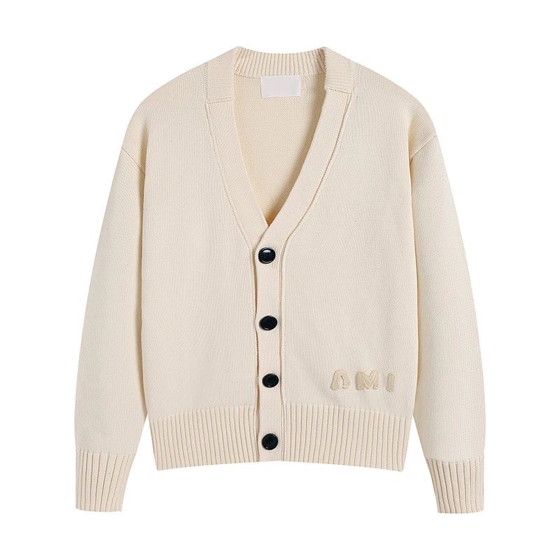 AMI Letter Embroidered Wool Cardigan photo 2
