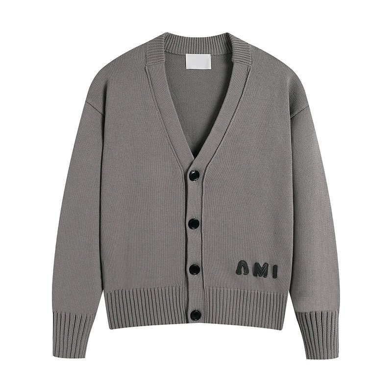 AMI Letter Embroidered Wool Cardigan photo 4