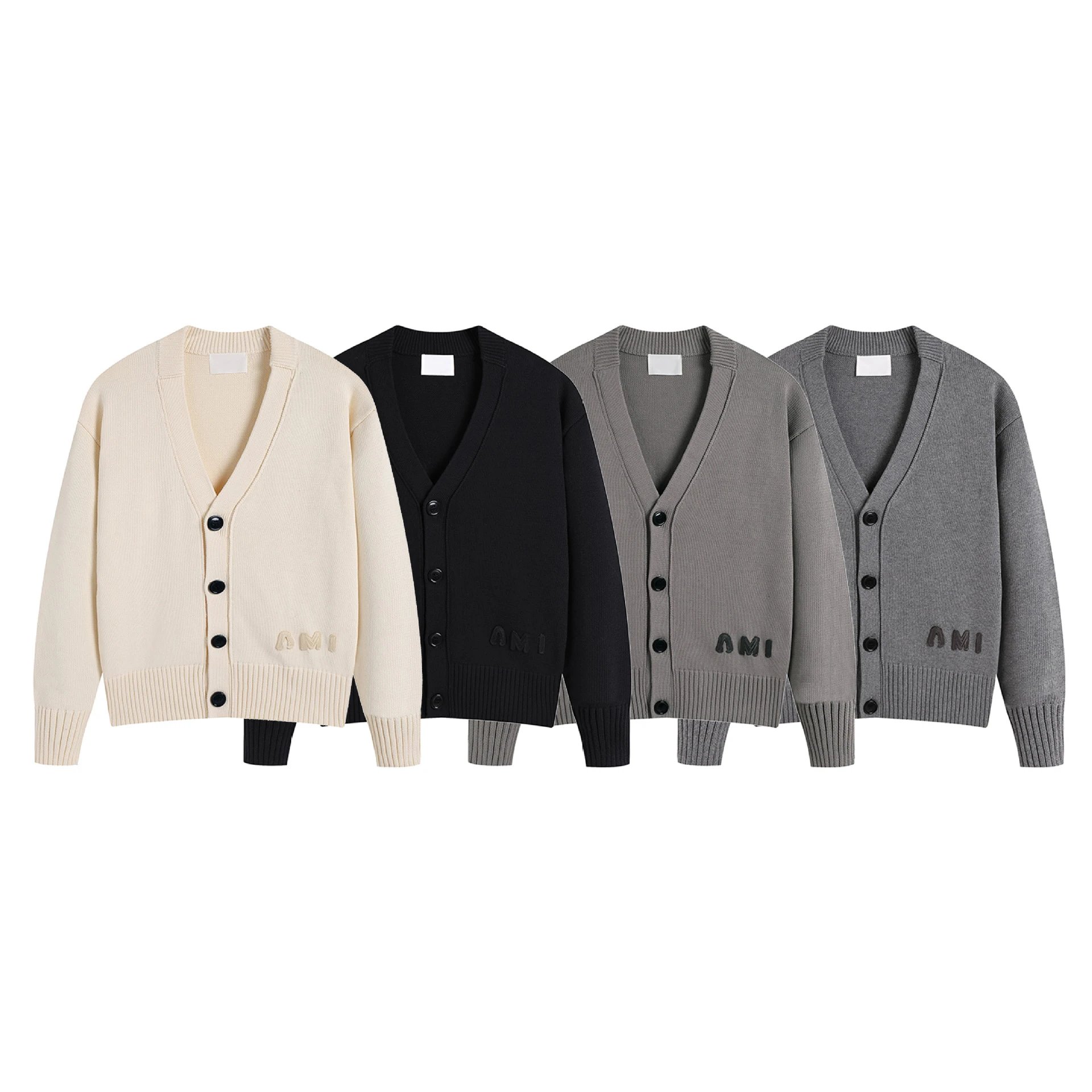 AMI Letter Embroidered Wool Cardigan photo 7