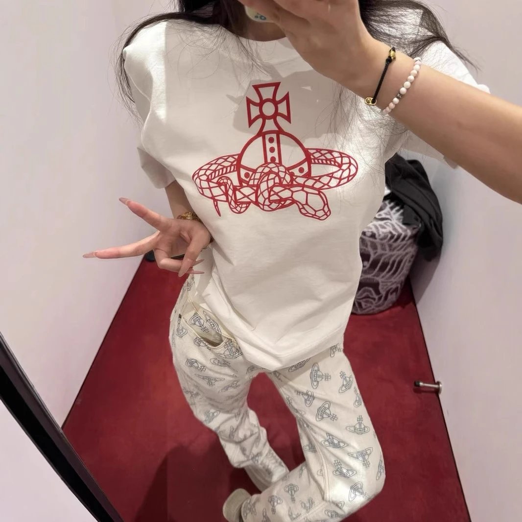 Printed Short Sleeve Couple T-Shirt