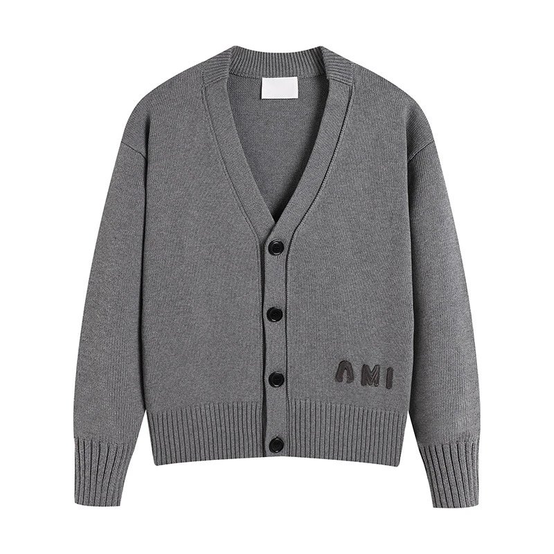 AMI Letter Embroidered Wool Cardigan photo 5