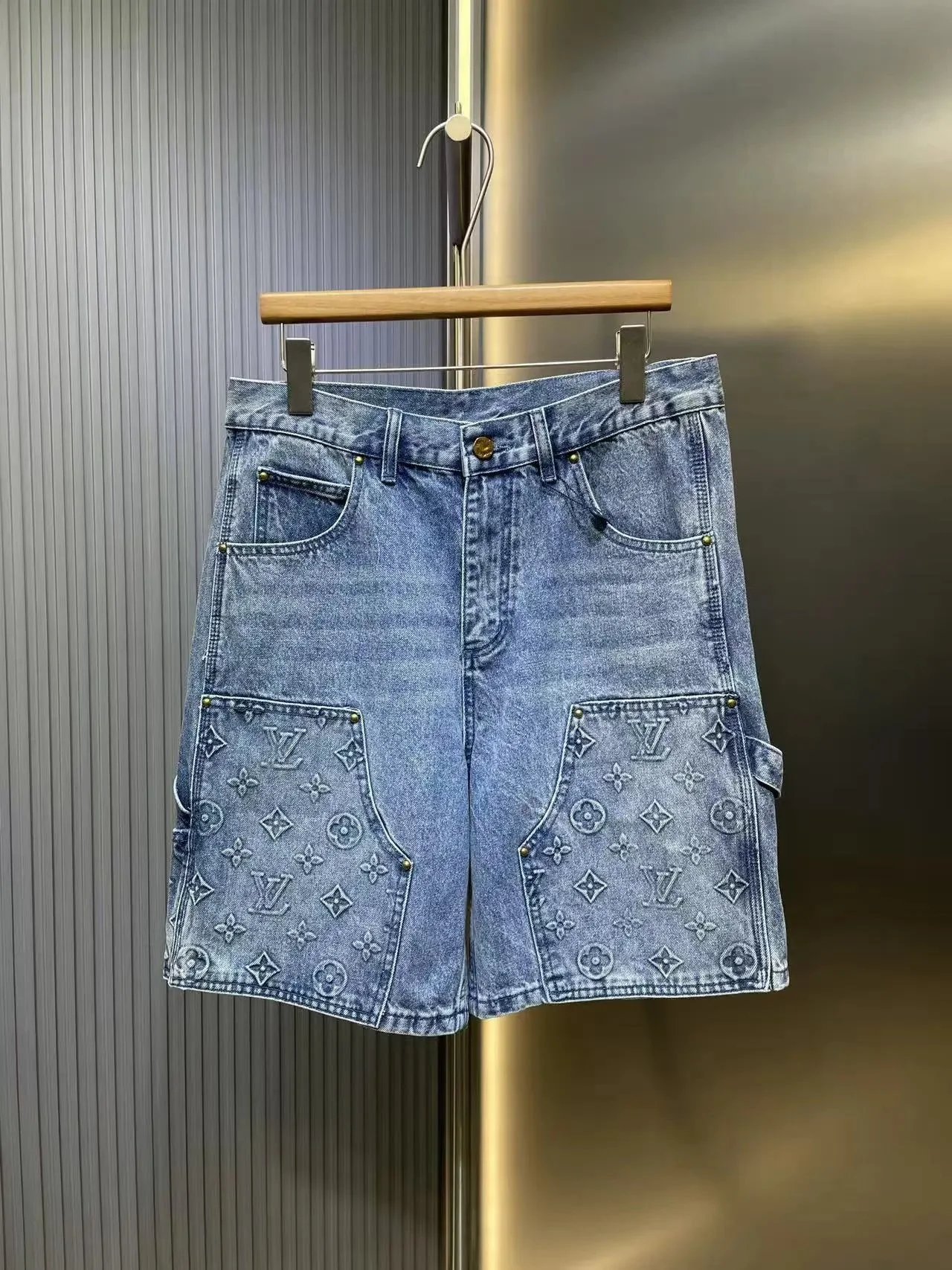 Embossed Denim Shorts photo 2