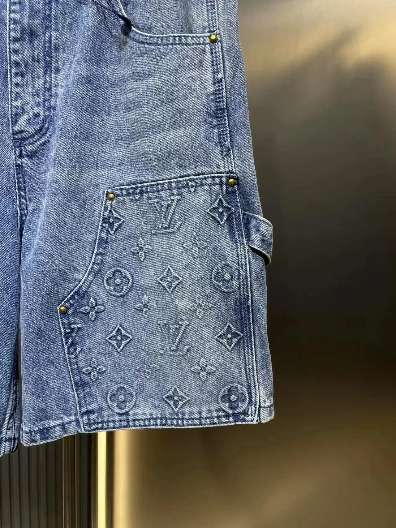 Embossed Denim Shorts photo 4