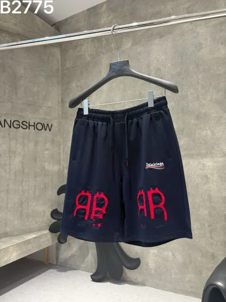 Balenciaga BB Logo Embroidered Navy Shorts - 1