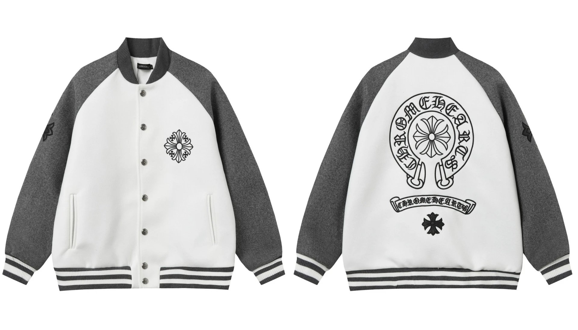 Embroidered Leather Baseball Jacket photo 3