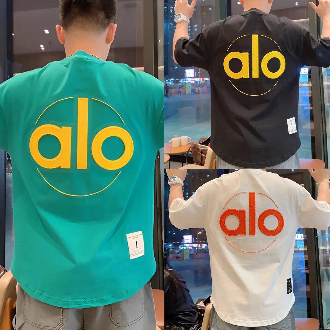 Alo Embossed Letter T-Shirt photo 5