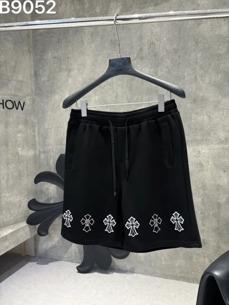 Chrome Hearts Cross Embroidered Black Sweat Shorts - 1