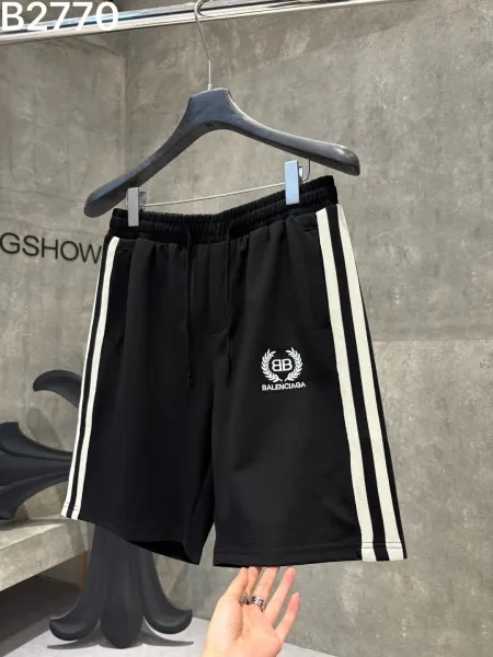 Balenciaga Logo Stripe Shorts Black - 1