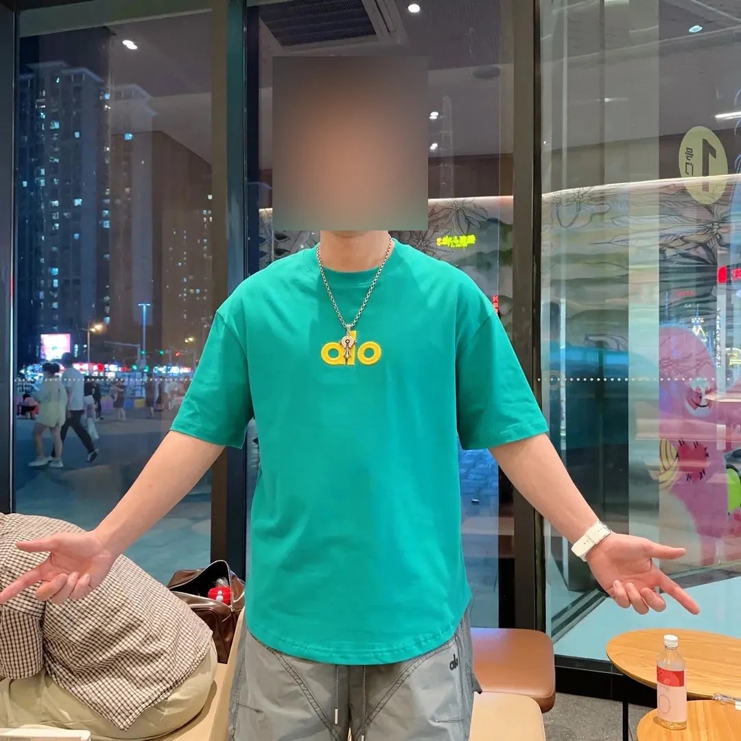 Alo Embossed Letter T-Shirt photo 8