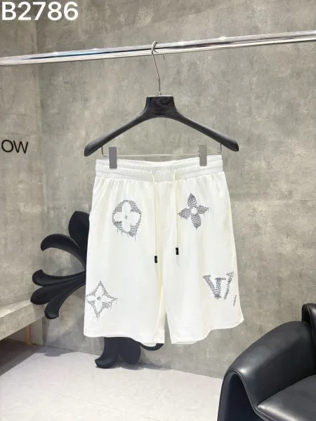Louis Vuitton Monogram Grid Print White Drawstring Shorts - 1