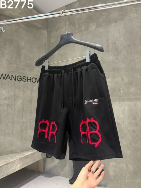Balenciaga BB Logo Embroidered Shorts Black - 1