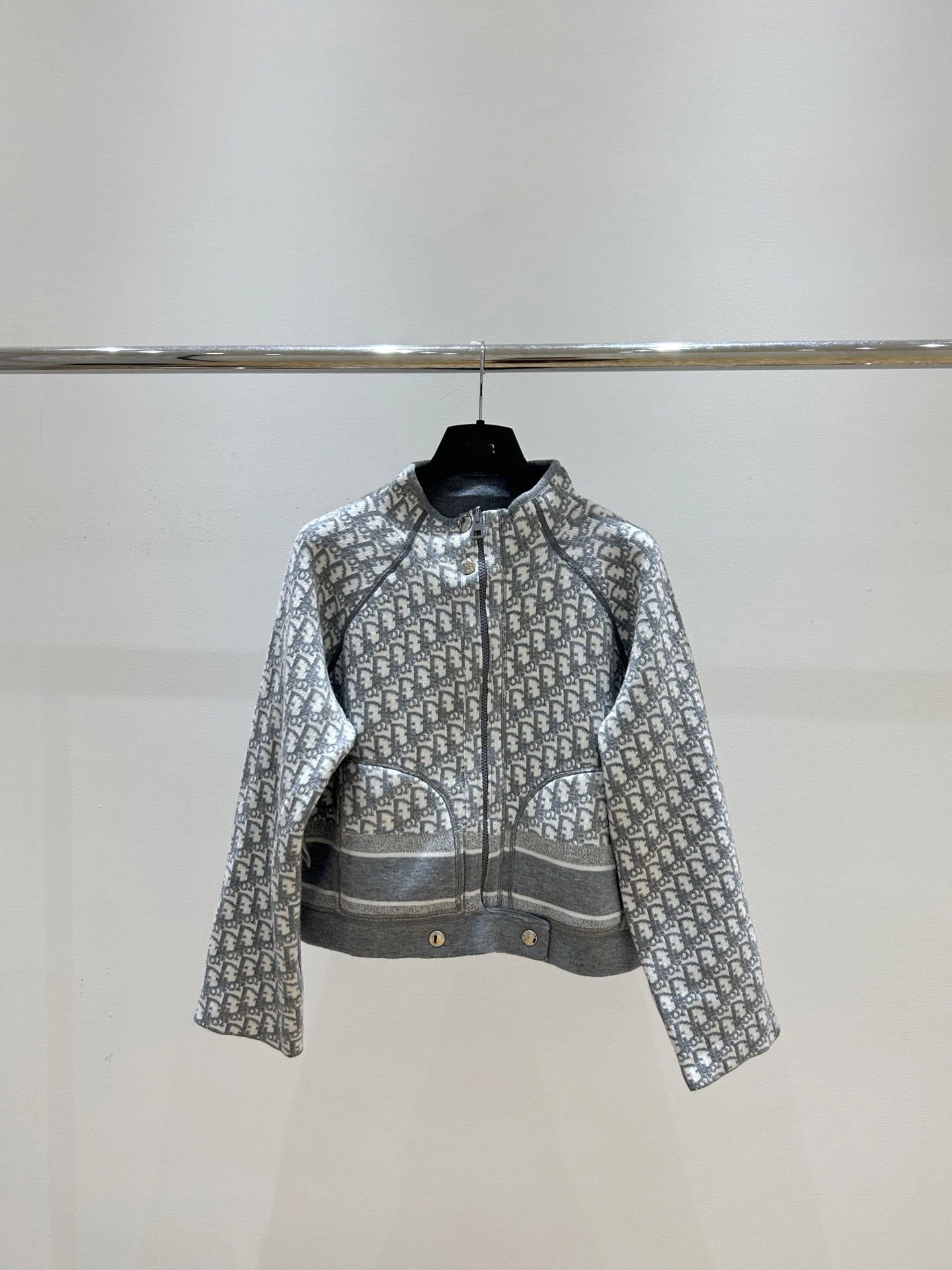Full Letter Jacquard Double-Sided Knit Cardigan Jacket photo 3