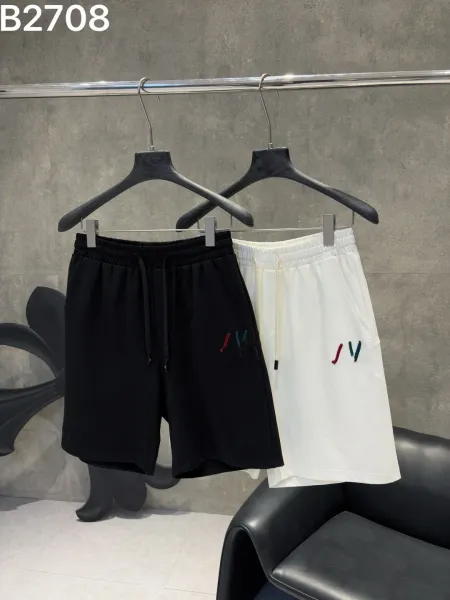 Design Embroidered Logo Shorts Black and White - 1