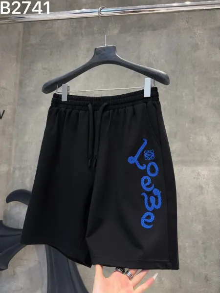 Loewe Logo Embroidered Black Drawstring Shorts - 1
