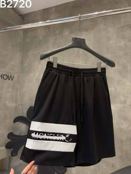 Moncler Logo Stripe Black Shorts - 1