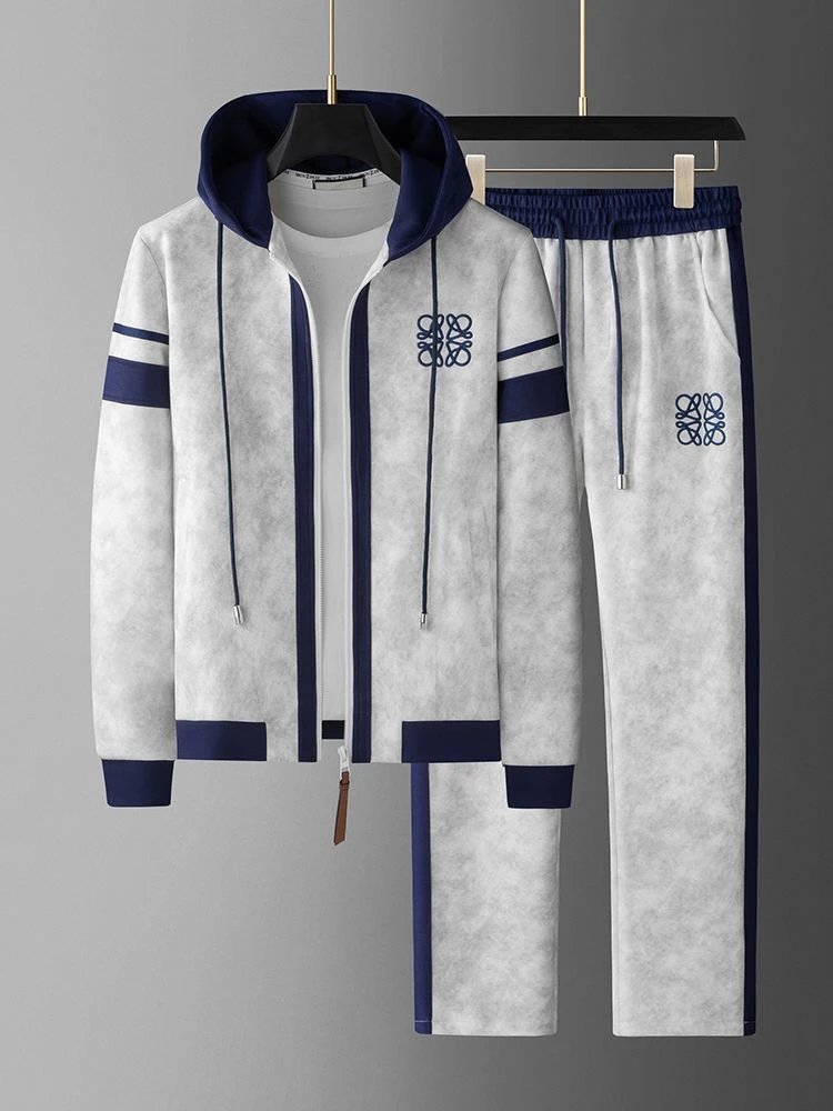 Hoodie Casual Sport Set Color-Block Stripe Oversized Two-Piece photo 4