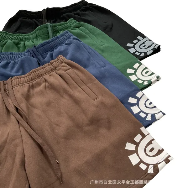 Design Graphic Print Black Sweat Shorts - 31