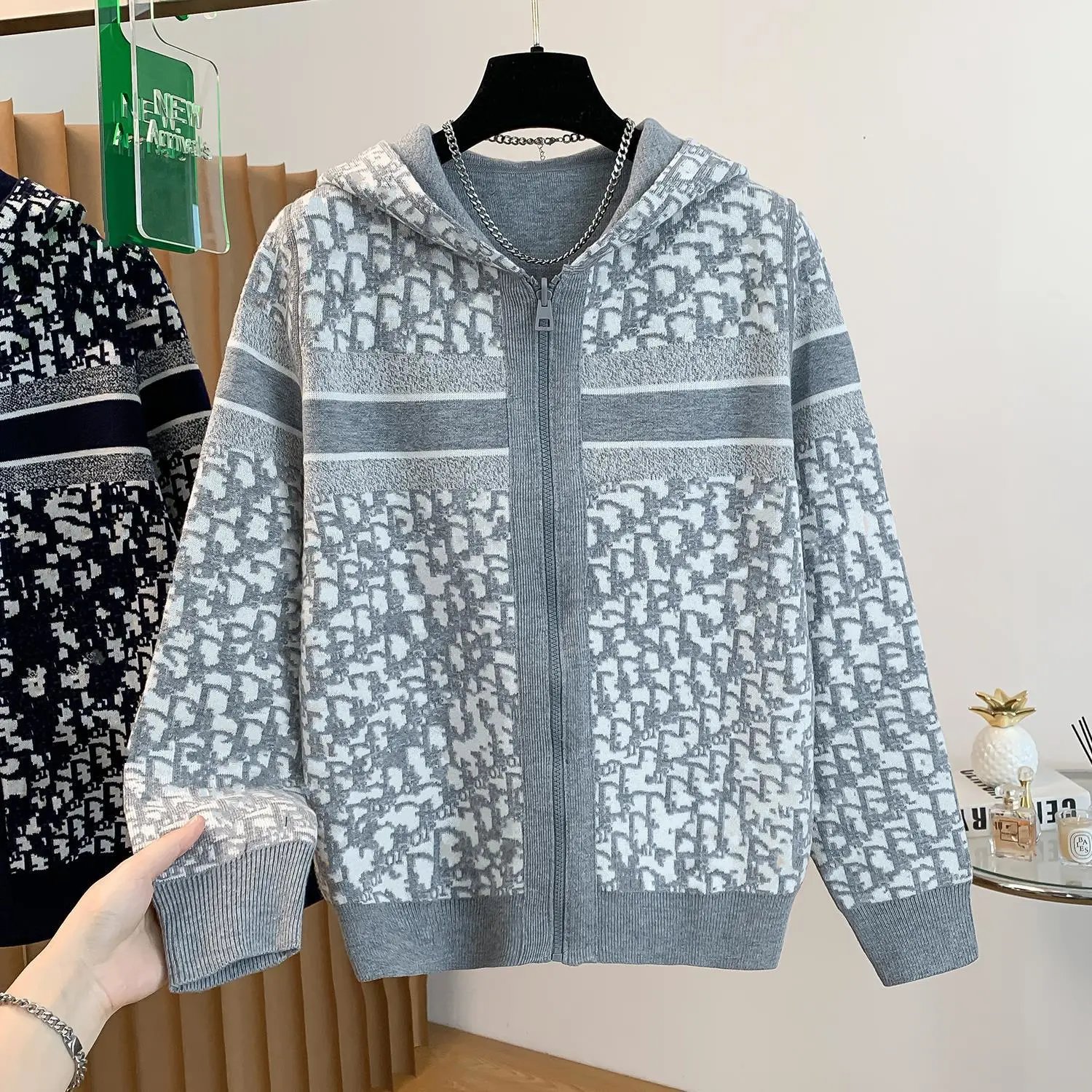 Premium Double-Sided Zip-Up Knit Jacket photo 3