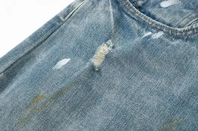 Unbranded Shorts Distressed paint-splatter denim product detail image 5