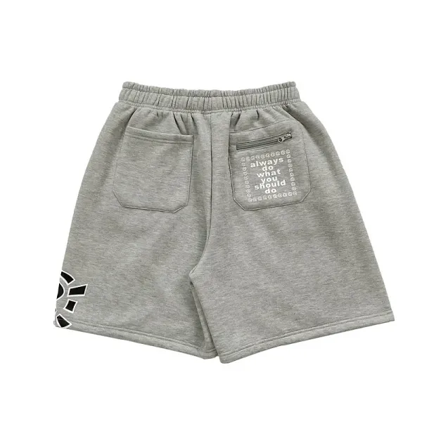 Design Graphic Print Black Sweat Shorts - 20