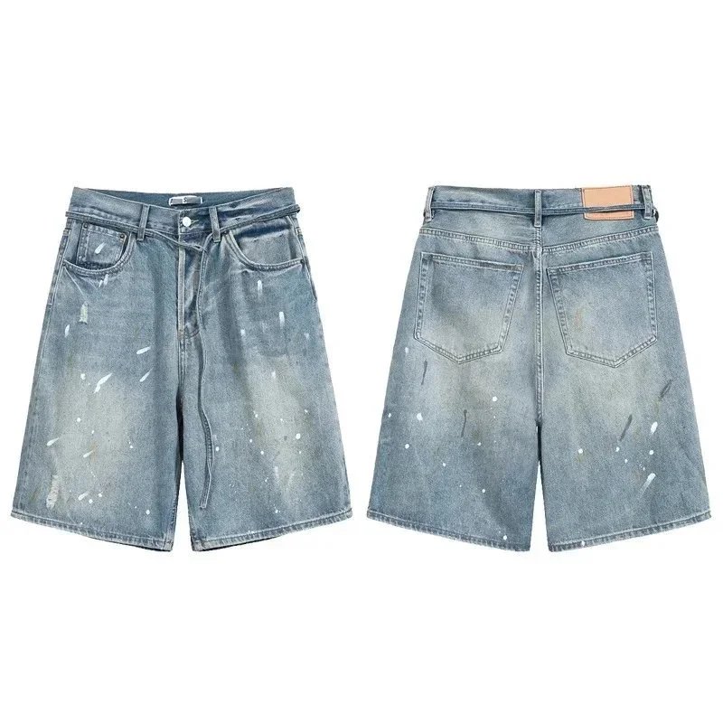 AC Washed Vintage Hand-Painted Splatter Denim Shorts
