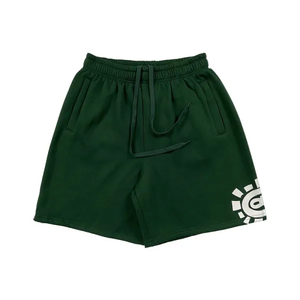 Design Graphic Print Black Sweat Shorts - 35