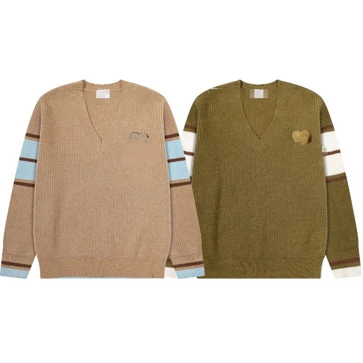 Heart Jacquard V-Neck Sweater