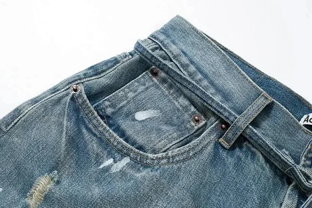 Unbranded Shorts Distressed paint-splatter denim product detail image 4