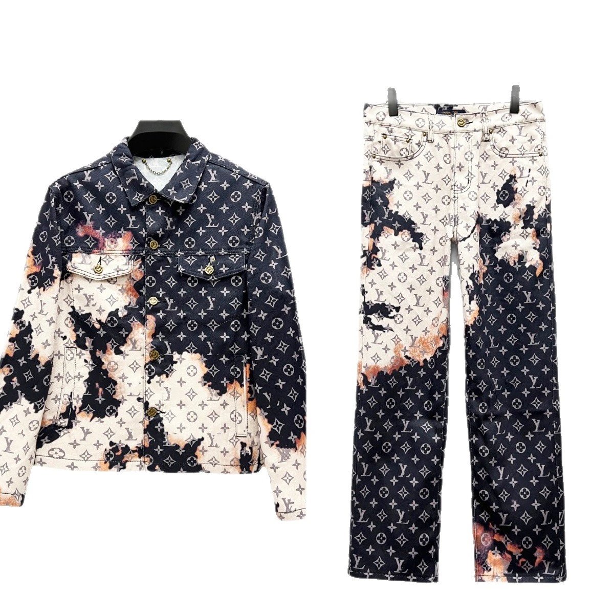 Jacquard Denim Jacket and Pants Set