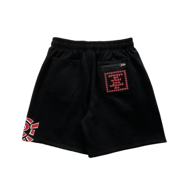 Design Graphic Print Black Sweat Shorts - 13