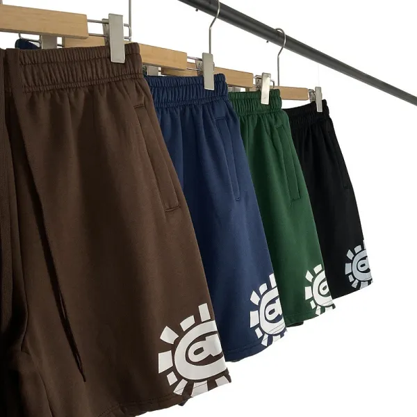 Design Graphic Print Black Sweat Shorts - 32