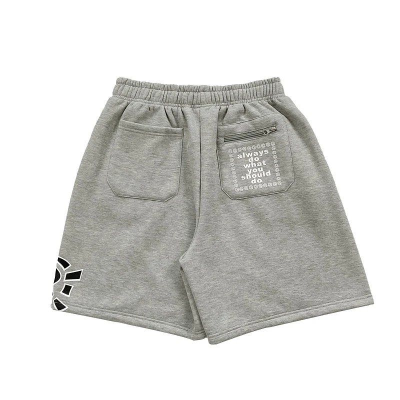 Design Graphic Print Black Sweat Shorts - 15