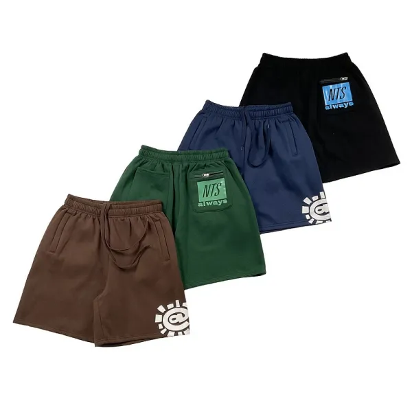 Design Graphic Print Black Sweat Shorts - 28
