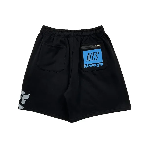 Design Graphic Print Black Sweat Shorts - 34
