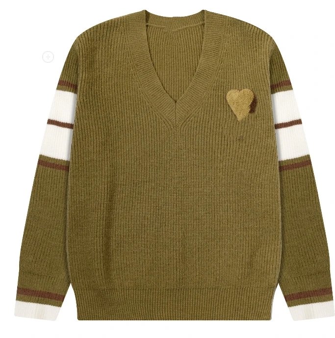 Heart Jacquard V-Neck Sweater photo 3