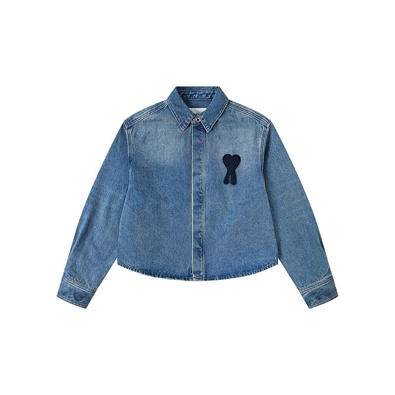 AMI Heart Embroidered Denim Jacket photo 5