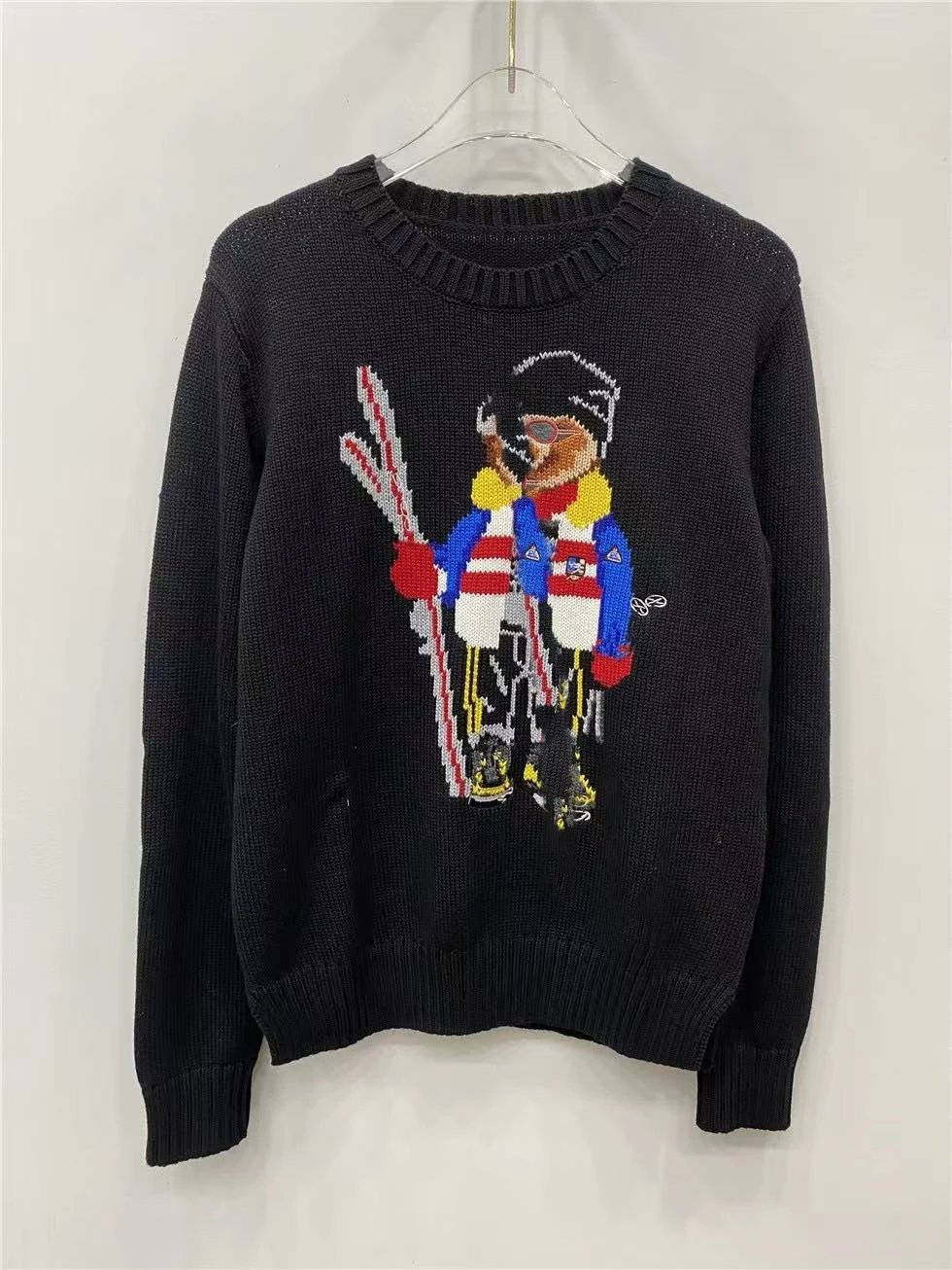 Embroidered Pink Bear Knit Long Sleeve photo 7