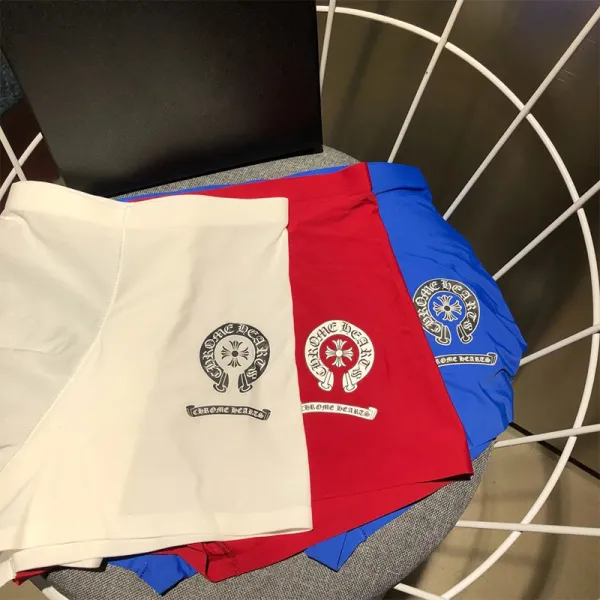 Chrome Hearts Logo Embroidered Boxer Shorts in White, Red, and Blue - 1