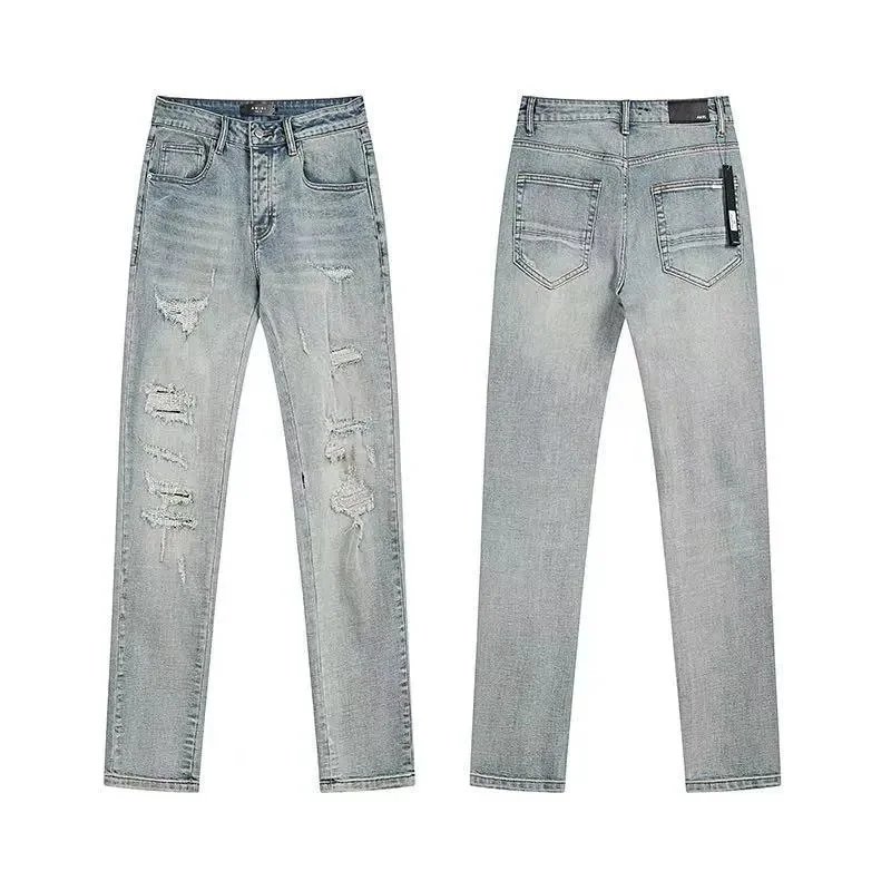 Ripped Patchwork Straight Denim Jeans photo 6
