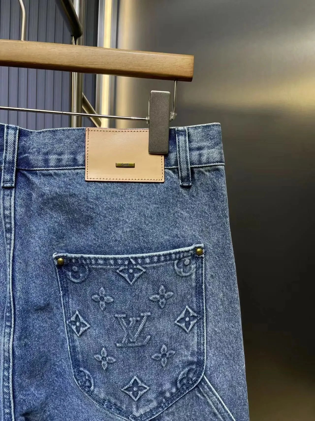 Embossed Denim Shorts photo 6