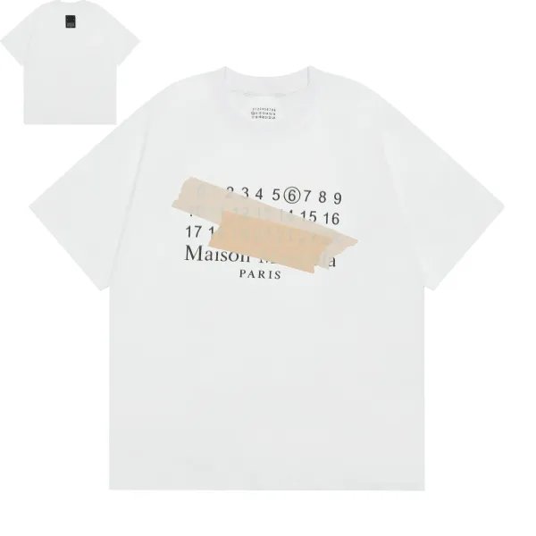 Maison Margiela Numbered Tape Print White T-Shirt - 1