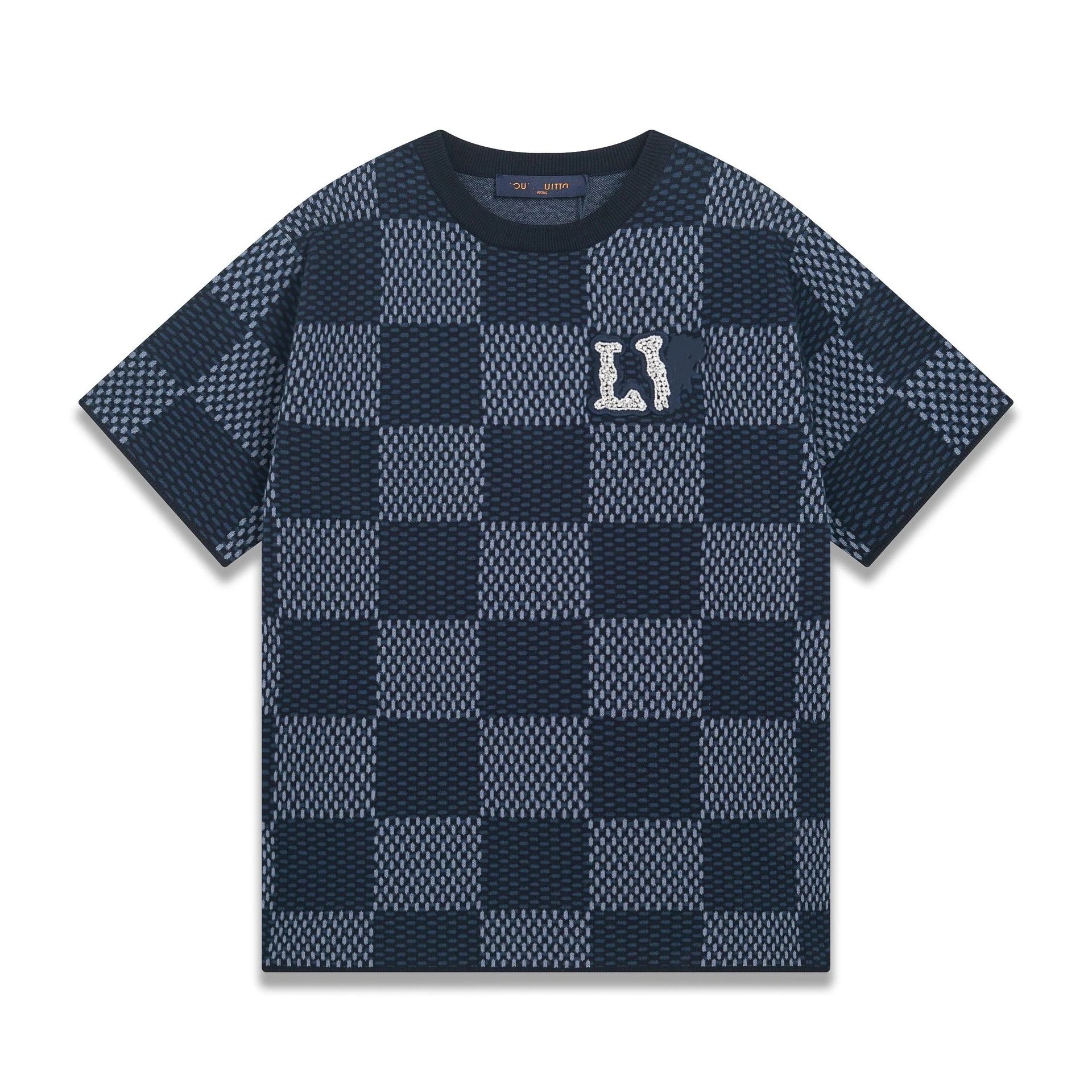 3 Blue (checkerboard jacquard with diamond embroidery)