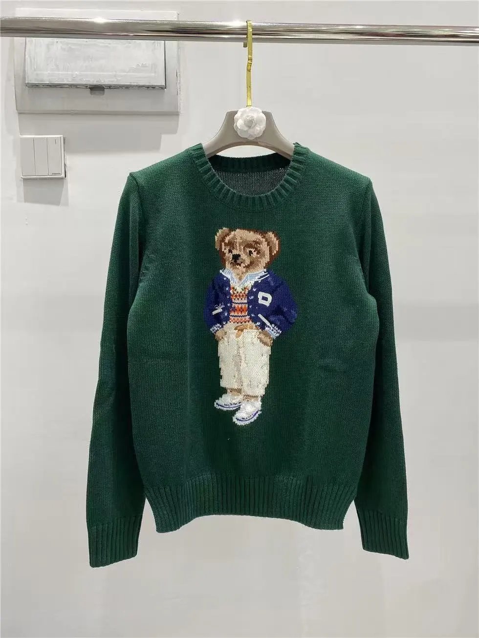 Embroidered Pink Bear Knit Long Sleeve photo 3