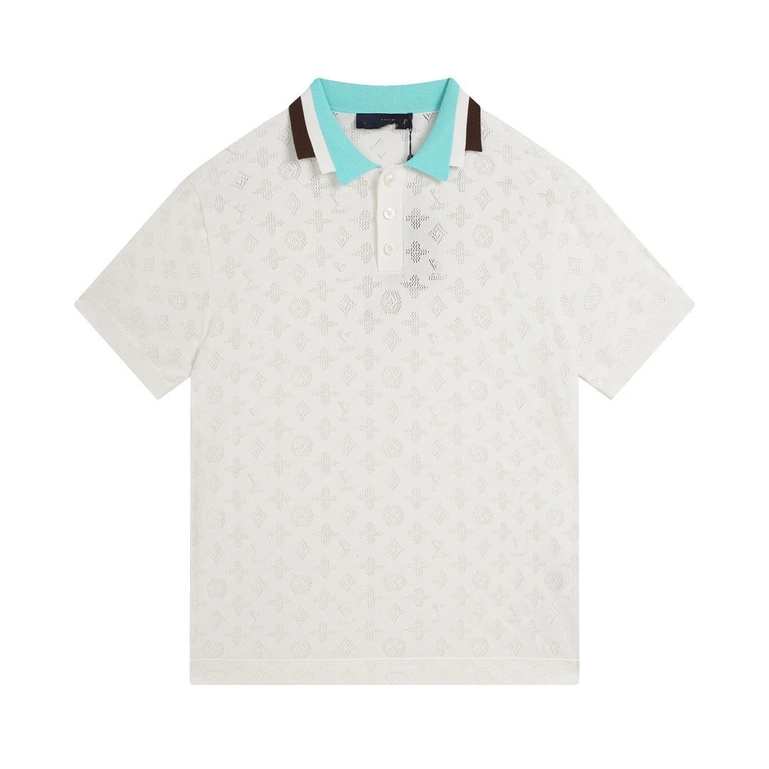 28 White (Logo Cutout Knitted Polo Shirt)