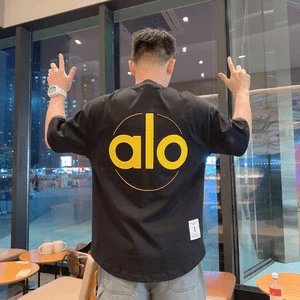 Alo Embossed Letter T-Shirt photo 3