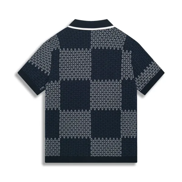 Design Juis Uittc Patterned Knit Polo Navy Tops.polo - 17