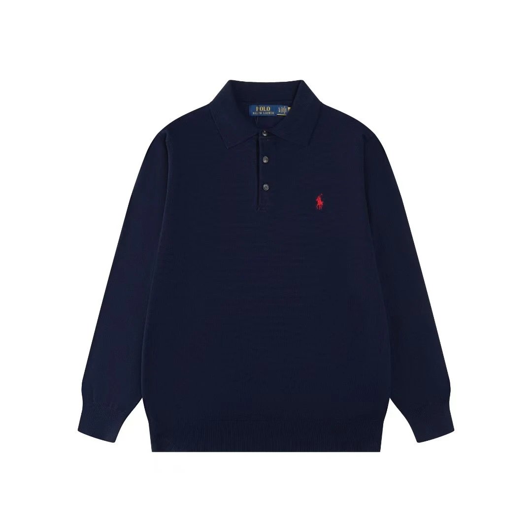 Embroidered Knit Polo Shirt Long Sleeve photo 6