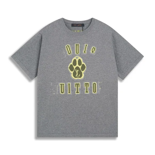 Ouyue Ouji Uitto Paw Print Graphic T-Shirt Gray T-Shirts - 1