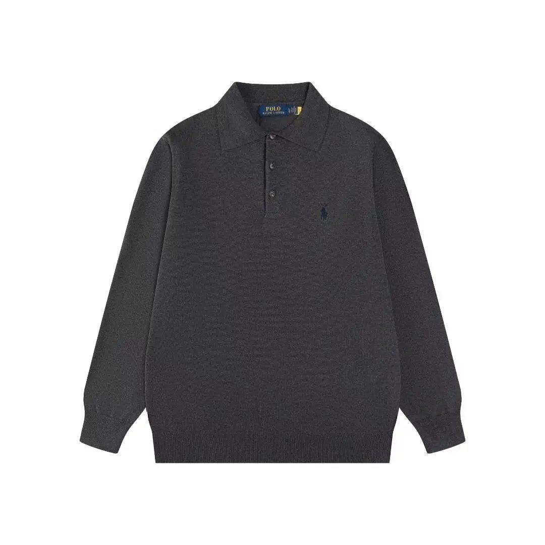 Embroidered Knit Polo Shirt Long Sleeve photo 8