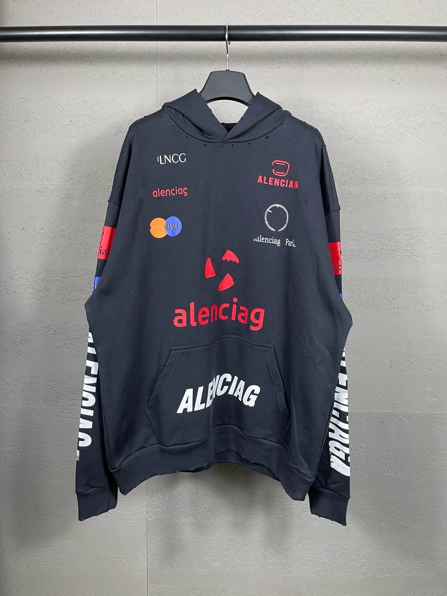 Gaichela Distressed Logo Hoodie Gray - 49